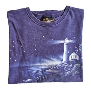 Vintage Sunburst by Morning Star light house print t-shirt size L